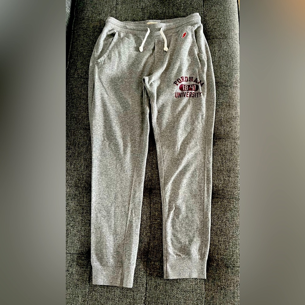Fordham University Jogger Pants, Used, gray sweatpants, Men size Small